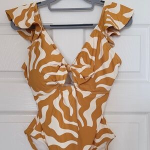 Loft Beach - Size L never worn mustard/cream bathing suit